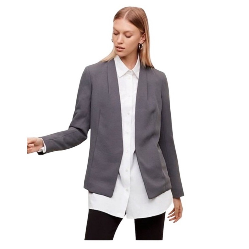 Aritzia Babaton Open Front Blazer Size 6 Dark Gray Career Minimalist Workwear